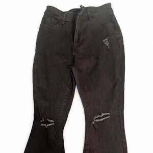 SHEIN BLACK JEANS High-Rise Black Flare Y2K Jeans